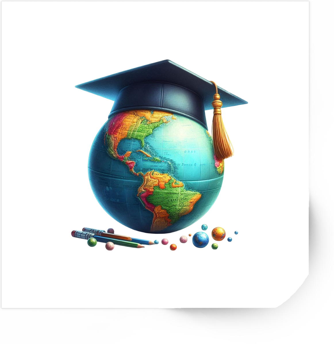 Graduation Globe Sticker | World Grad Cap Achievement Vinyl Decal | Graduate Student Gift