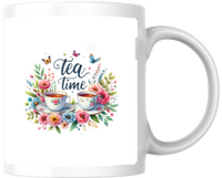 Thumbnail for Tea Time Floral Mug | Watercolor Teacup Flowers Coffee Mug | Tea Lover Cozy Gift