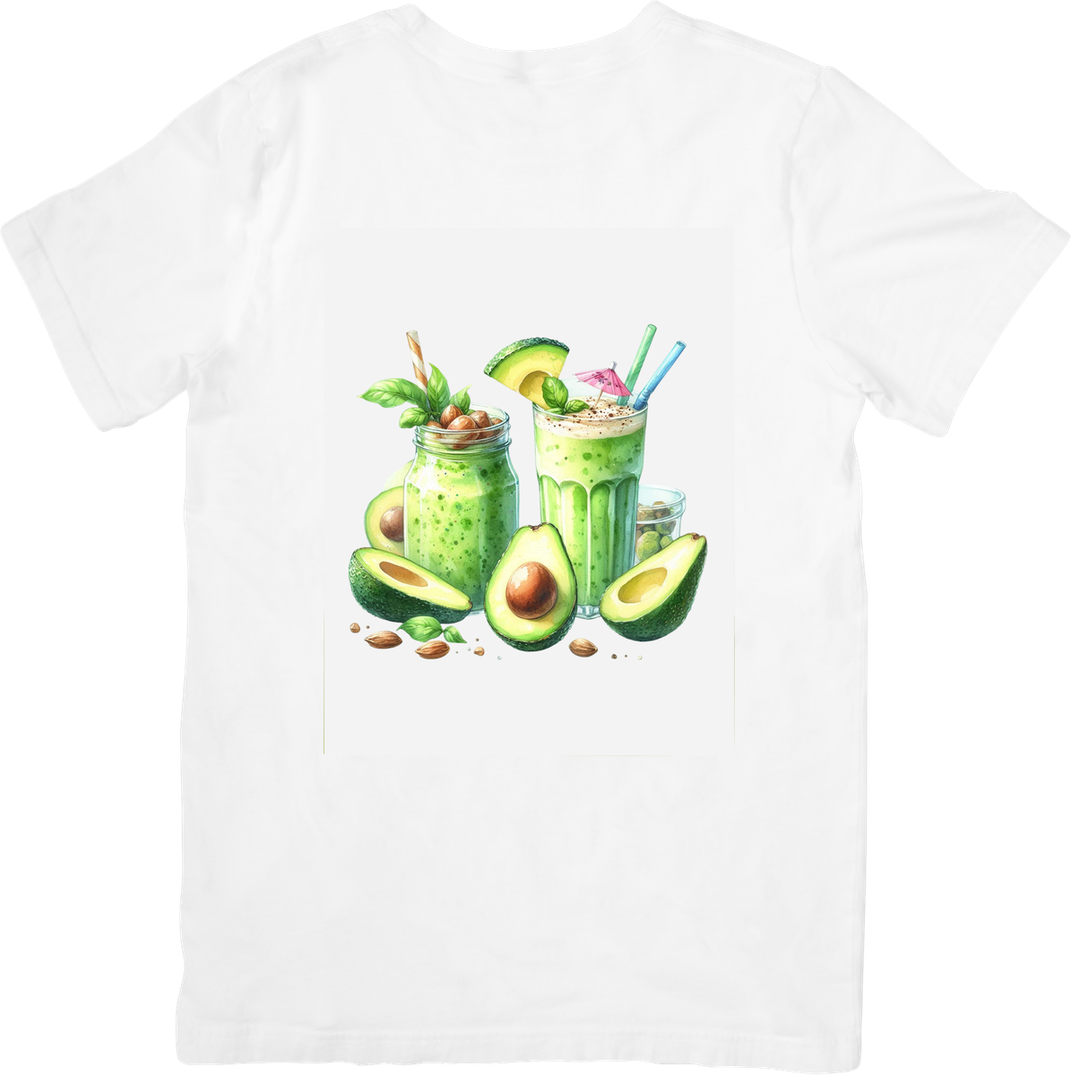 Avocado Smoothie T-Shirt | Watercolor Green Drink Graphic Tee | Healthy Foodie Vegan Gift
