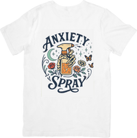 Thumbnail for Anxiety Spray Funny Mental Health Skeleton Floral Graphic Tee for Self-Care Gift