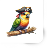 Thumbnail for Pirate Parrot Sticker | Cute Tropical Bird Captain Vinyl Decal | Pirate Lover Gift