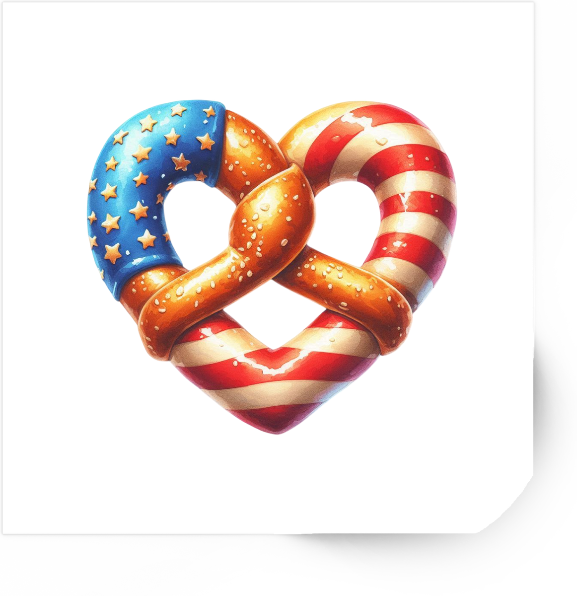 Patriotic Pretzel Heart Sticker | American Flag Soft Pretzel Vinyl Decal | 4th Of July Gift