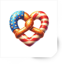 Thumbnail for Patriotic Pretzel Heart Sticker | American Flag Soft Pretzel Vinyl Decal | 4th Of July Gift