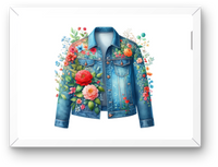 Thumbnail for Floral Denim Jacket Wall Art | Watercolor Blue Jean Flowers Print | Boho Fashion Gift