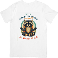 Thumbnail for Raccoon Meditating Will The Suffering Ever End Funny Vintage Animal Tee