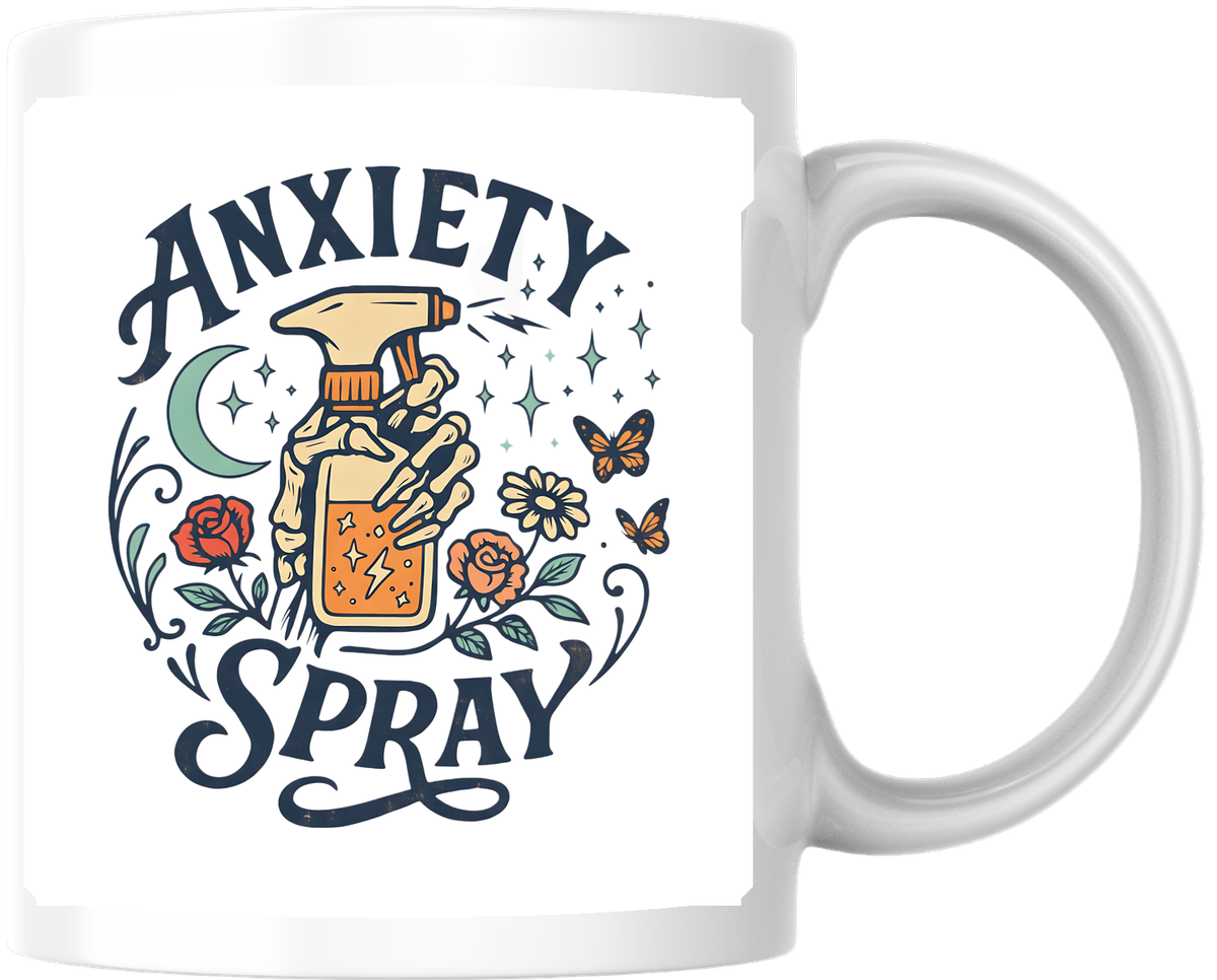 Anxiety Spray Mug | Funny Mental Health Coffee Mug | Self Care Witchy Gift