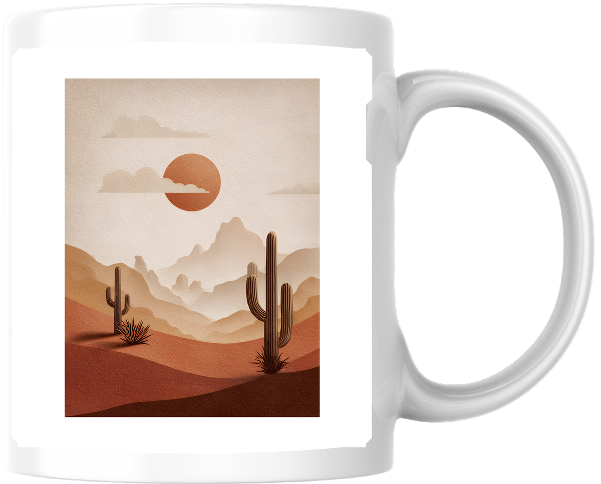 Desert Sunset Mug | Boho Cactus Mountain Landscape Coffee Mug | Southwest Gift