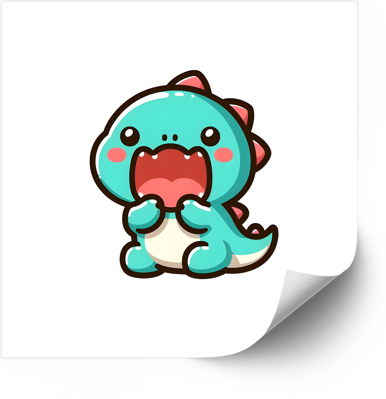 Yawning Kawaii Dinosaur Cute Open Mouth Dino Vinyl Sticker Decal
