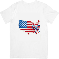 Thumbnail for USA Flag Map Bow Patriotic Cute American Graphic Tee for Fourth of July Gift
