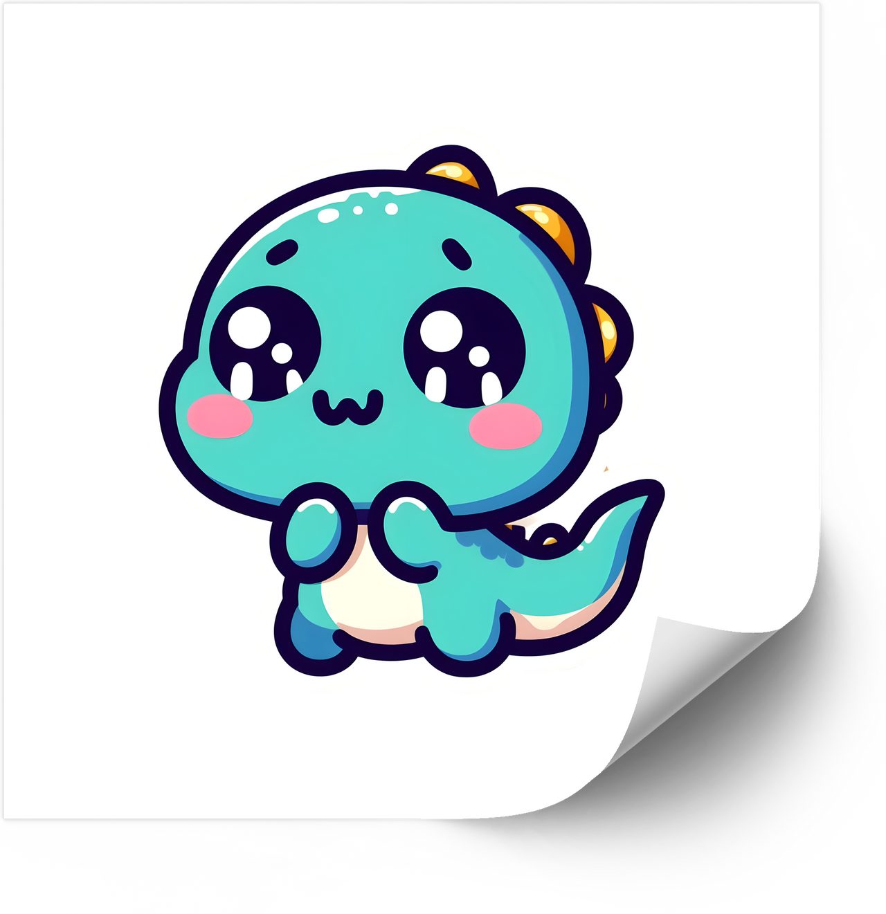 Sparkly Eyes Kawaii Dinosaur Cute Teal Dino Vinyl Sticker Decal