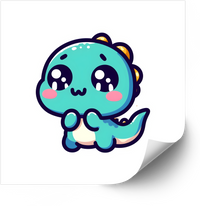 Thumbnail for Sparkly Eyes Kawaii Dinosaur Cute Teal Dino Vinyl Sticker Decal