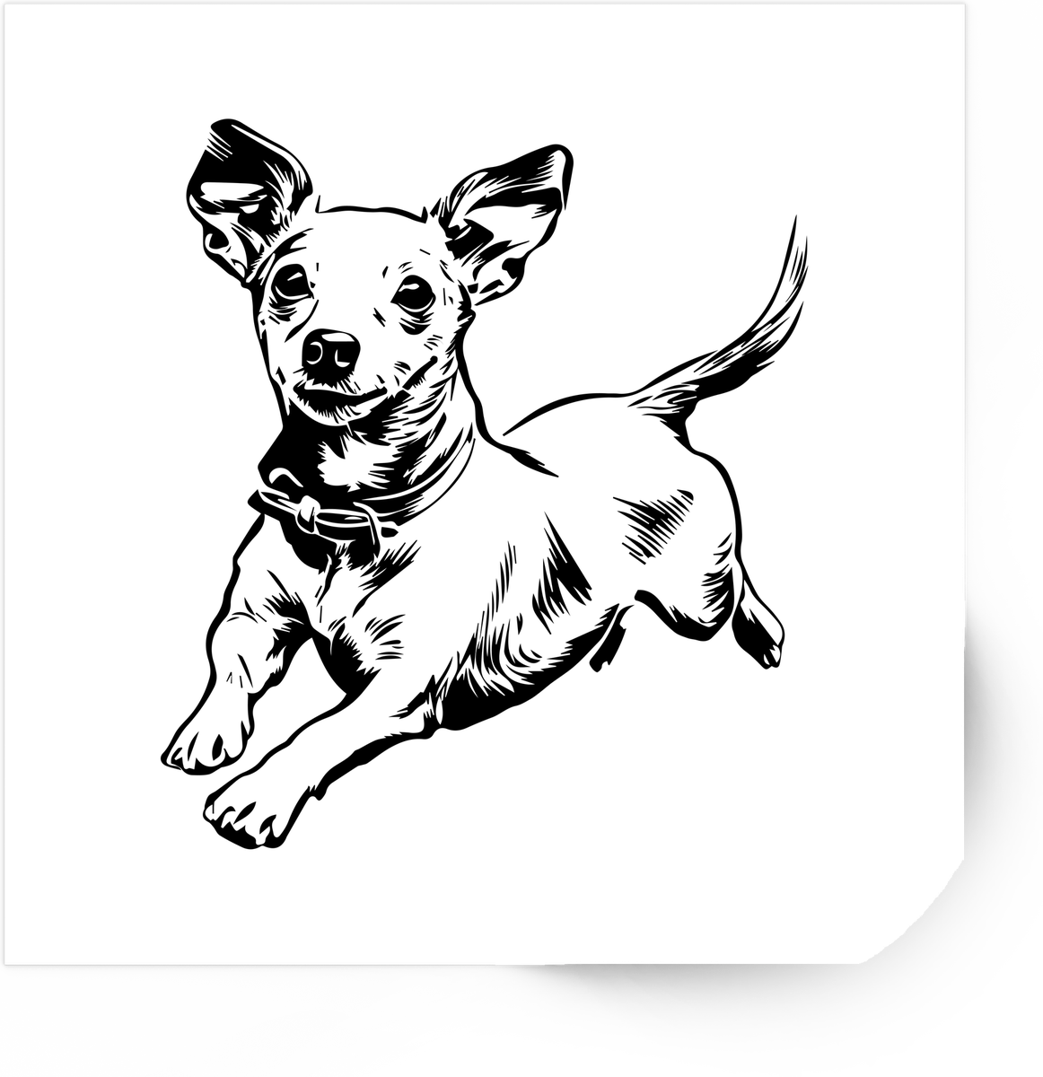 Running Chihuahua Sticker | Black Ink Dog Silhouette Vinyl Decal | Dog Lover Gift