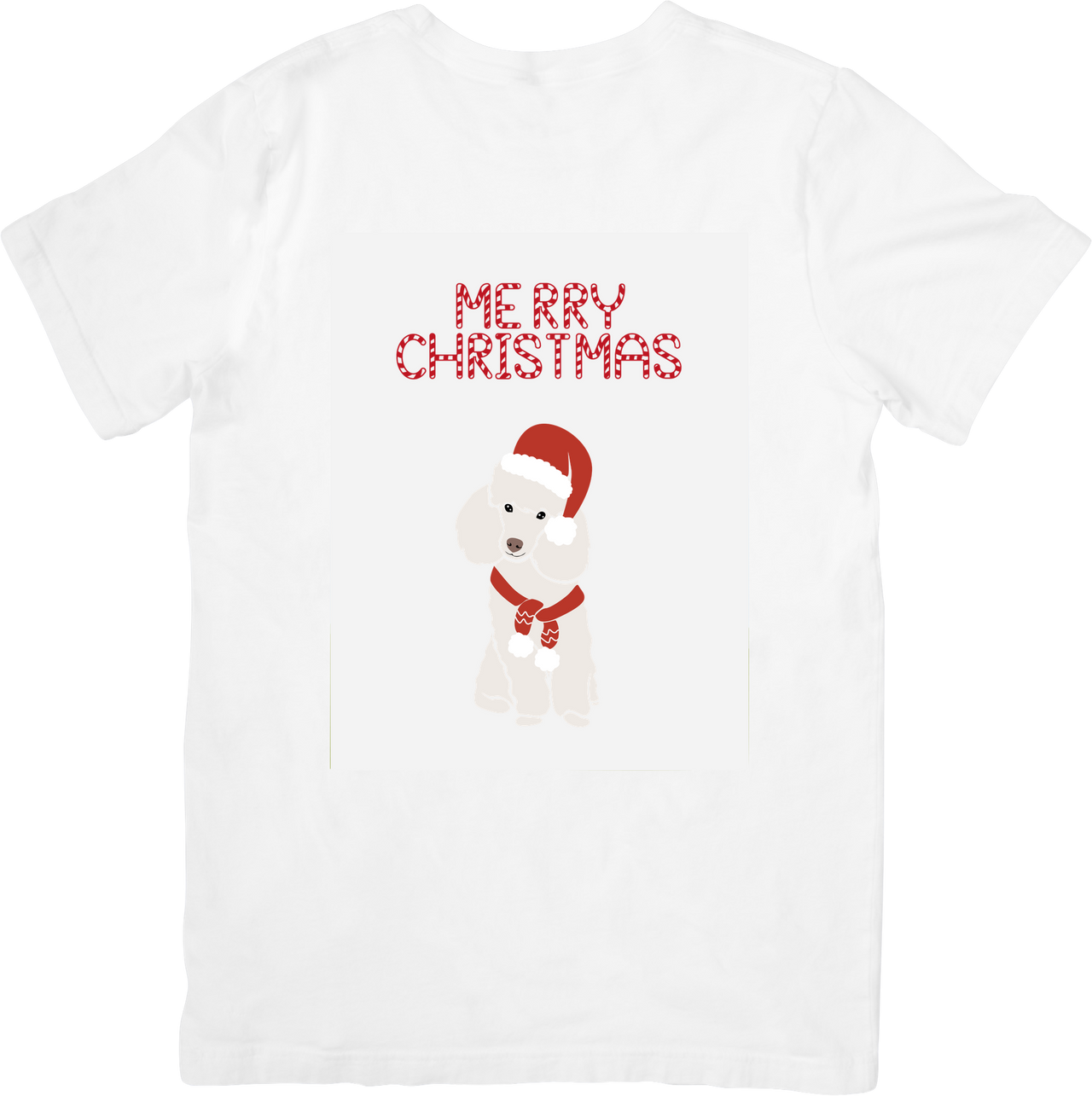 Merry Christmas Poodle Cute Santa Hat Dog Graphic Tee for Holiday Dog Lovers