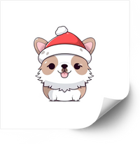 Thumbnail for Cute Christmas Corgi Santa Hat Kawaii Holiday Dog Vinyl Decal Sticker