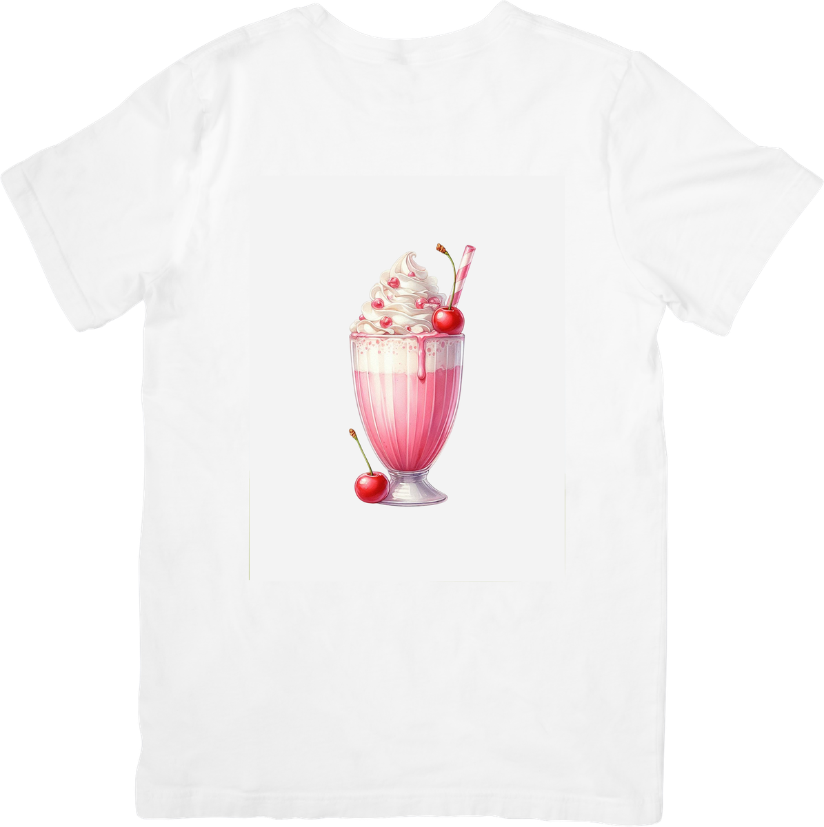 Cherry Milkshake T-Shirt | Cute Retro Strawberry Dessert Graphic Tee | Sweet Treat Gift