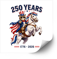 Thumbnail for Patriotic Cat Riding Horse Funny 250 Years America 1776 2026 Vinyl Sticker Decal
