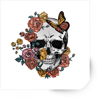 Thumbnail for Floral Skull Sticker | Boho Roses & Butterfly Vinyl Decal | Gothic Witchy Gift