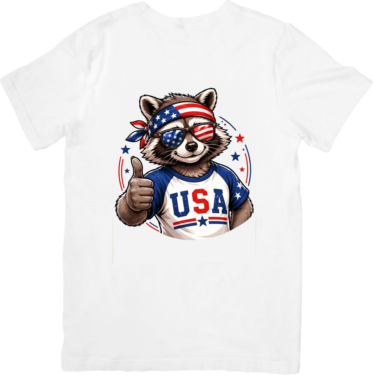 USA Raccoon Patriotic Bandana Funny Fourth of July American Graphic Tee
