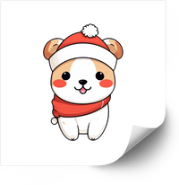 Thumbnail for Kawaii Puppy Santa Hat Bear Ears Cute Christmas Dog Vinyl Sticker Decal