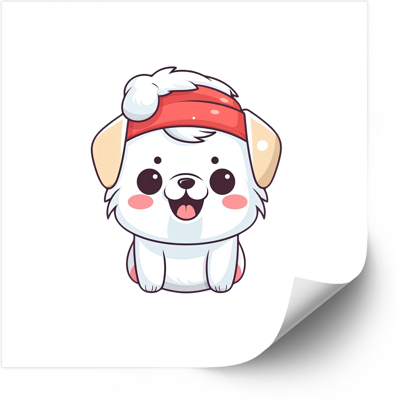 Cute Christmas Dog Kawaii Holiday Santa Puppy Vinyl Sticker Decal