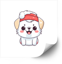 Thumbnail for Cute Christmas Dog Kawaii Holiday Santa Puppy Vinyl Sticker Decal