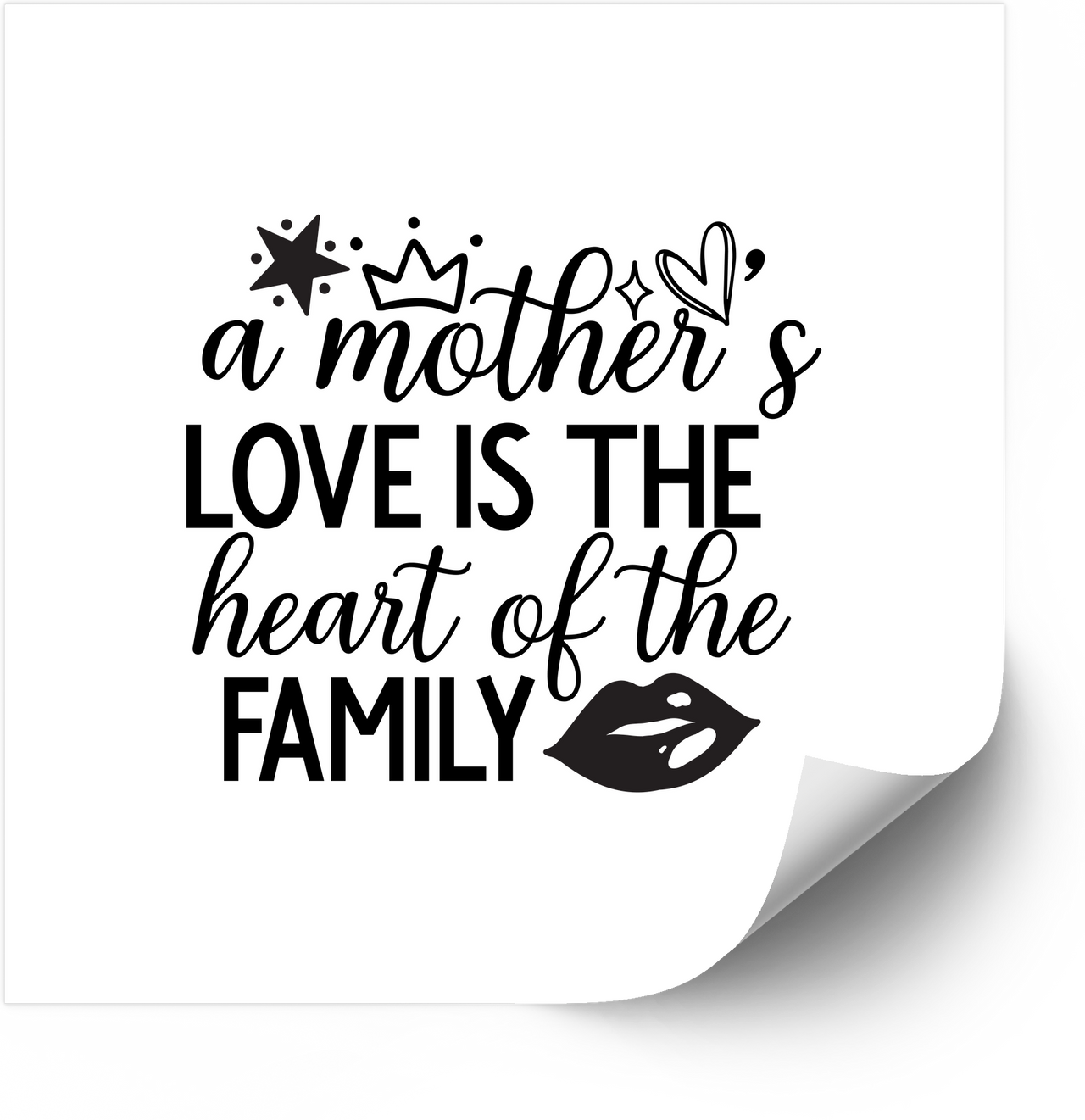 A Mother's Love Sticker | Heart Of The Family Quote Vinyl Decal | Mom Mother's Day Gift
