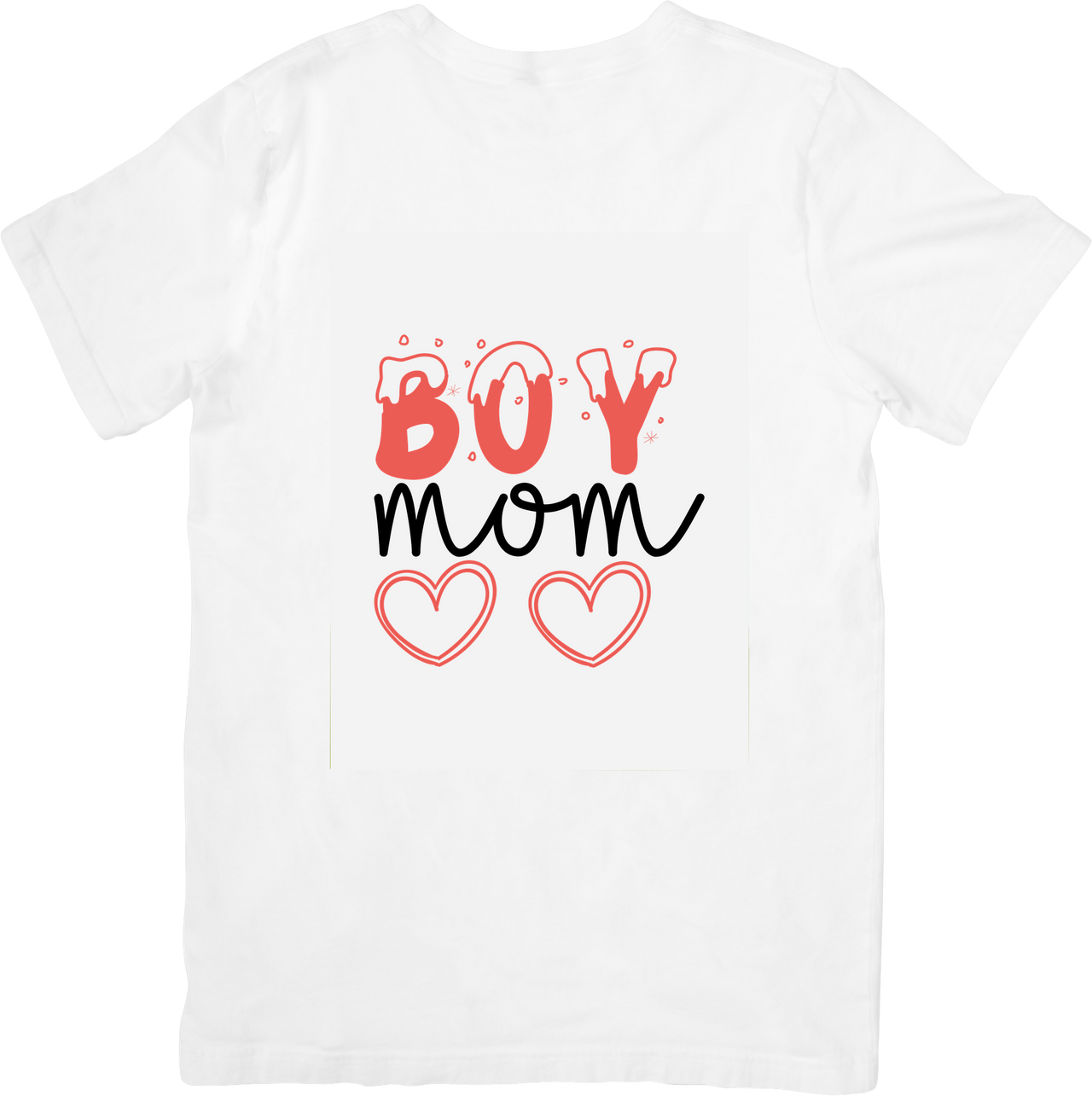 Boy Mom Pink Heart Drip Letters Cute Graphic Tee for Boy Mama Gift