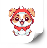 Thumbnail for Christmas Corgi Cape Kawaii Holiday Hero Dog Vinyl Sticker Decal Corgi Gift