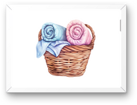 Thumbnail for Twin Baby Blankets Wall Art | Watercolor Pink Blue Nursery Basket Print | Baby Shower Gift