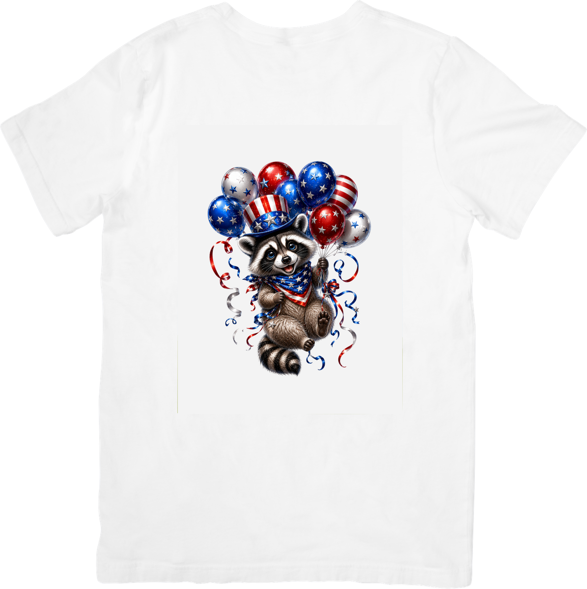 Patriotic Raccoon Balloons T-Shirt | 4th Of July Graphic Tee | Funny American Pride Gift