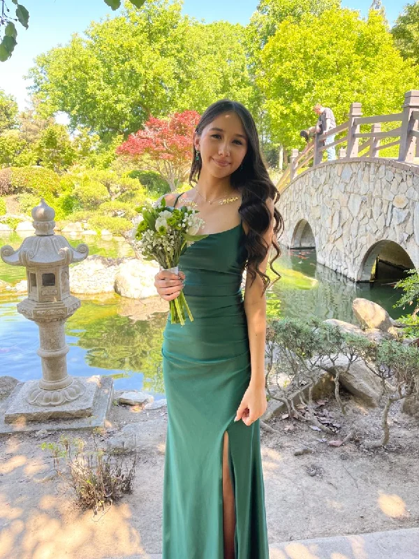 floral wrap dressElegant Green Sheath/Column Prom Dress with Split Y3057