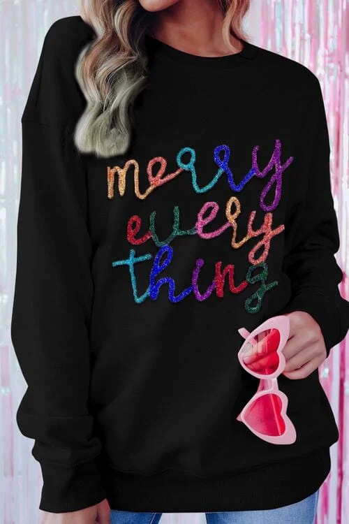 premium gym hoodieMerry Everything Sequin Dropped Shoulder Sweatshirt