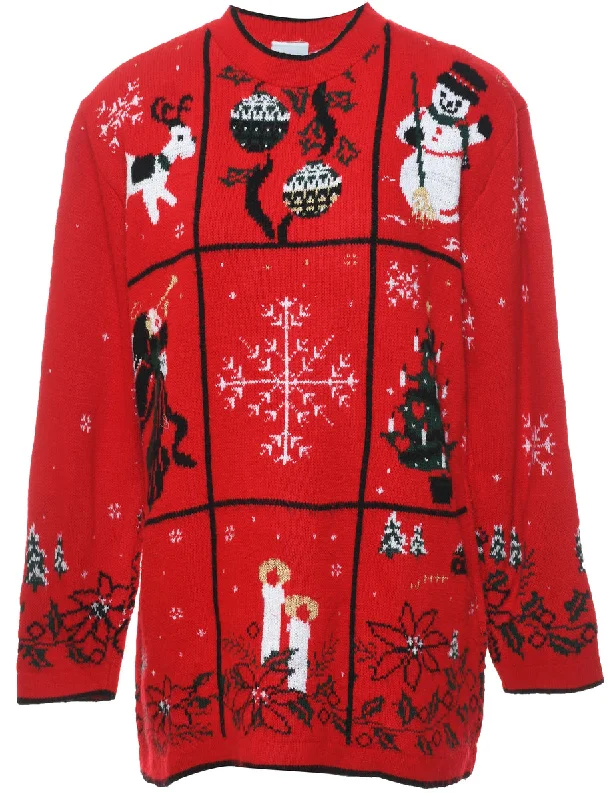 soft coatRed Christmas Jumper - M