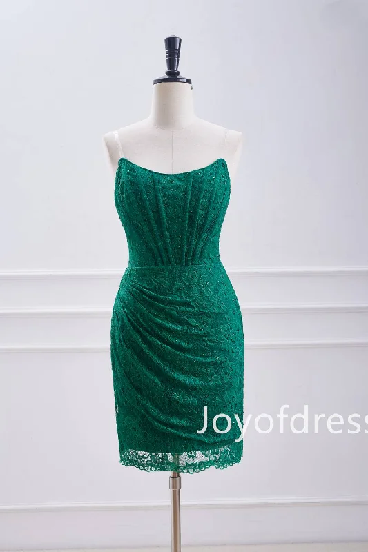 fitted cocktail dressEmerald Green Beade Lace Ruched Bodycon Dress