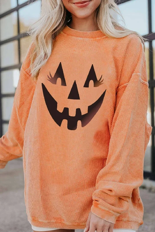 trendy fitness sweatshirtDropped Shoulder Jack-O'-Lantern Graphic Sweatshirt