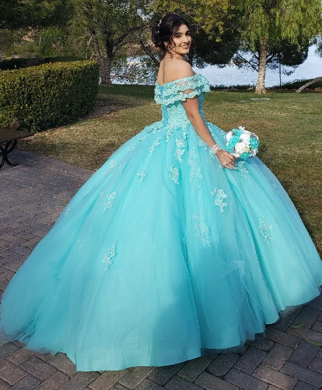 trendy mini dressOff The Shoulder Lace Tulle Ball Gown Princess Dress Y3087