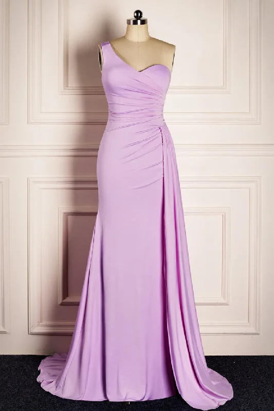 floral midi dressLilac Mermaid Single Strap Satin Long Bridesmaid Dress