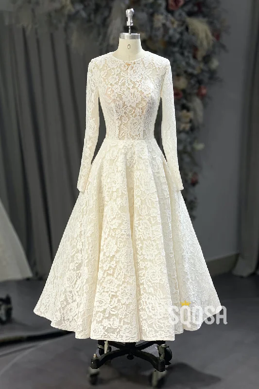 sleeveless dressA-line Bateau Allover Lace Vintage Wedding Dress Bridal Gown QW2232