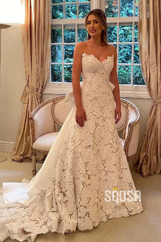 flowy maxi dressA-line Sweetheart Allover Lace Wedding Dress Bridal Gown QW2422