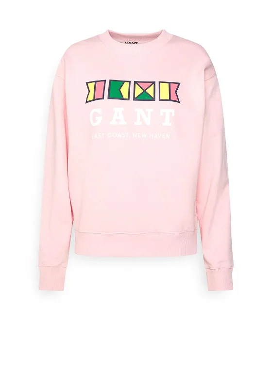 warm hoodieGANT Womens Flags Crewneck Sweatshirt, Preppy Pink