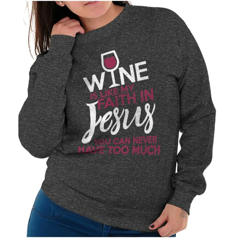 athletic streetwear sweatshirtWine Faith Jesus Crewneck Sweatshirt