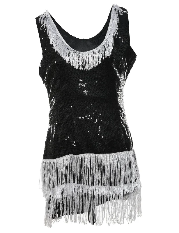 winter coatBlack Sequined Flapper Style Dress - M