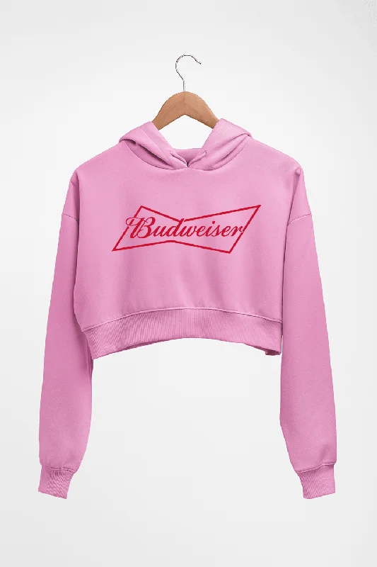 trendy zip-up hoodieBudweiser Crop HOODIE FOR WOMEN