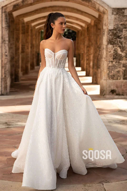 wrap-around dressSweetheart Detachable Long Sleeve Appliques With Train A-Line Wedding Dress  QW8093