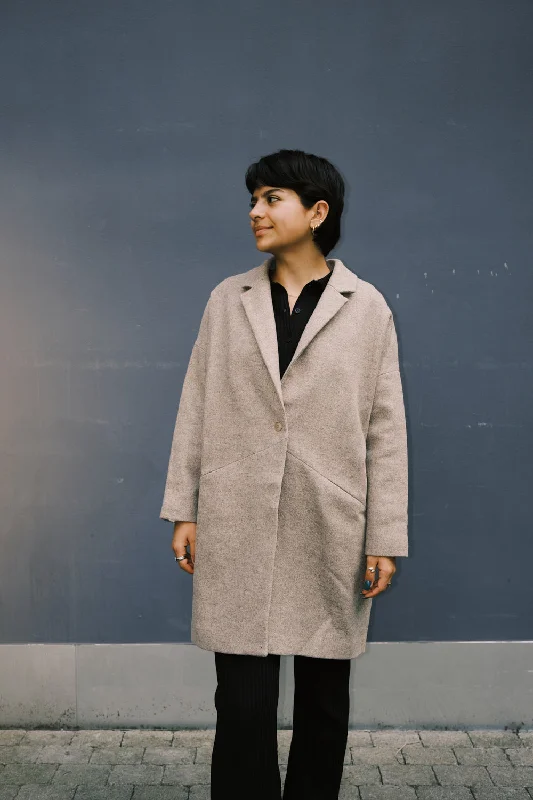 comfortable coatwool coat - gentoo - stone grey