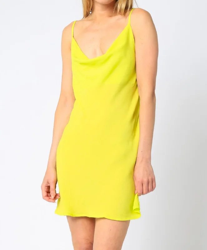 boho dressNeon Cowl Neck Mini Dress in Citrus