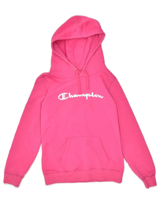 oversized pullover sweatshirtCHAMPION Womens Graphic Hoodie Jumper UK 10 Small Pink Cotton