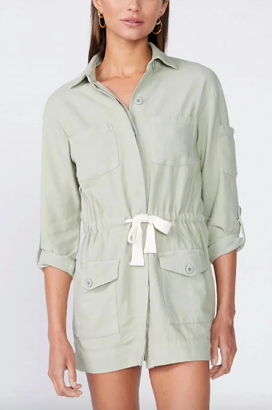 chic shift dressTwill Pocket Dress In Light Olive