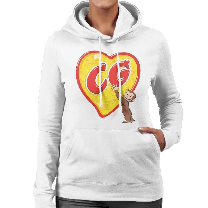 cozy pullover hoodieCurious George C G Love Heart Women's Hooded Sweatshirt