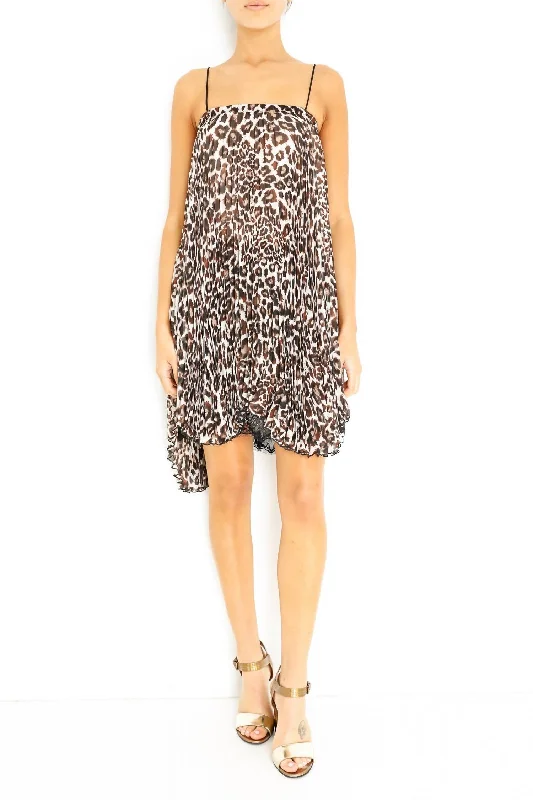 casual shift dressPleated Dress In Leopard